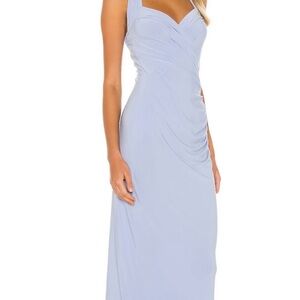 Norma Kamali x Revolve Blue Halter Maxi Dress